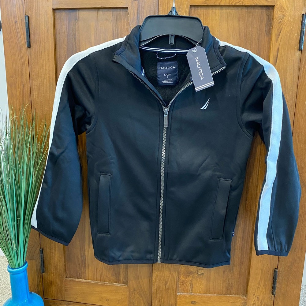 Brand New Nautica Jacket with Stripes Down arms Child LG